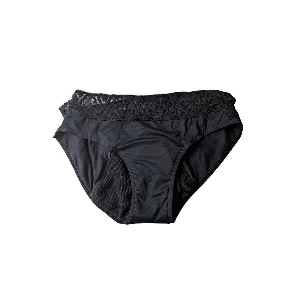 Thinx Hiphugger Super Period Underwear Black Mesh Waistband Womens Size M New